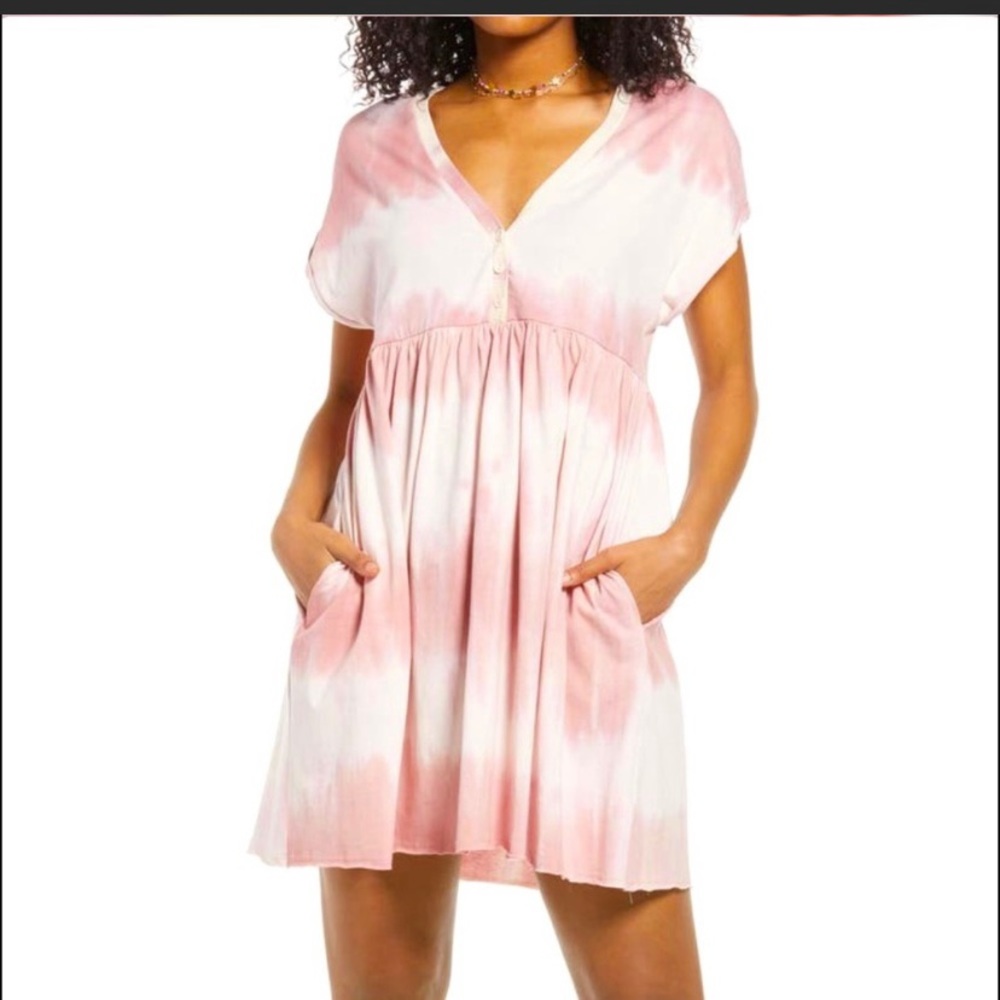 NWOT Bp Pink Tie Dye Babydoll Dress